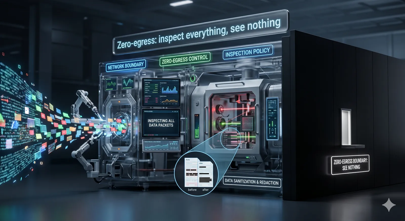 Zero-egress: inspect everything, see nothing